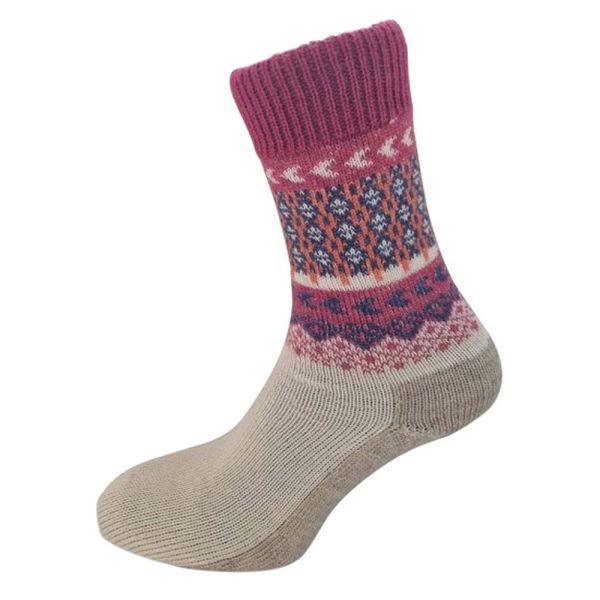 Feinstrick Socke - himbeer/natur 38-39