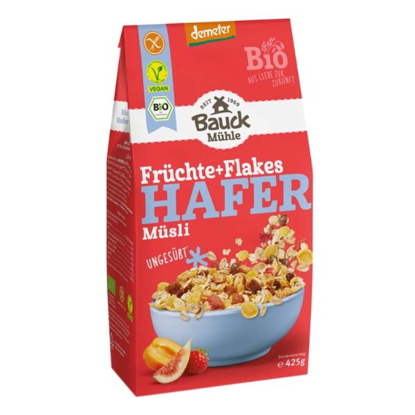 Hafer Müsli - Früchte + Flakes ungesüßt 425g