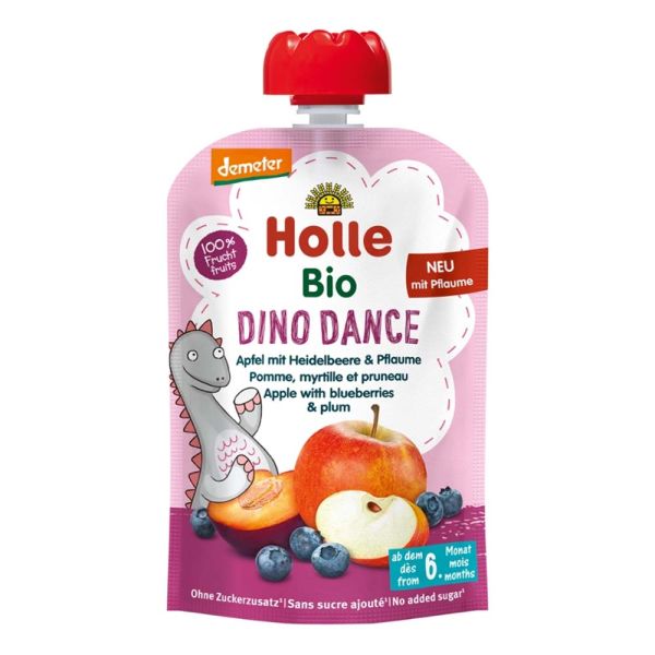 Pouchy - Dino Dance Apfel mit Heidelbeere &amp; Pflaume 100g